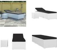 vidaXL Tumbona de jardín con cojín y mesita de té, de ratán sintético blanco - Tumbona - Tumbonas - Silla de jardín - Sillas de jardín