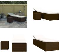 vidaXL Tumbona de jardín con cojín y mesita de té, fabricada en ratán sintético, color marrón. Tumbona, tumbonas, silla de jardín, sillas de jardín