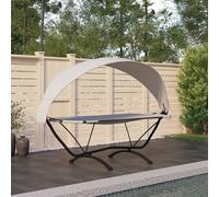 vidaXL Tumbona de jardín con dosel de acero y tela oxford crema