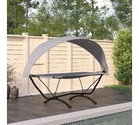 vidaXL Tumbona de jardín con dosel de acero y tela oxford gris