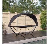 vidaXL Tumbona de jardín con dosel de acero y tela oxford negra
