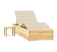 vidaXL Tumbona de jardín con mesa y cojín de madera de pino impregnada