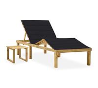 vidaXL Tumbona de jardín con mesa y cojín de madera de pino impregnada