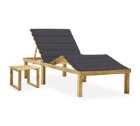 vidaXL Tumbona de jardín con mesa y cojín de madera de pino impregnada