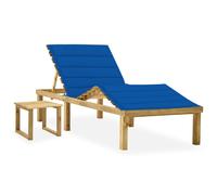 vidaXL Tumbona de jardín con mesa y cojín de madera de pino impregnada