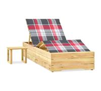vidaXL Tumbona de jardín con mesa y cojín de madera de pino impregnada