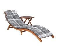 vidaXL Tumbona de jardín con mesa y cojín madera maciza de acacia