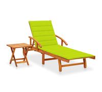 vidaXL Tumbona de jardín con mesa y cojín madera maciza de acacia