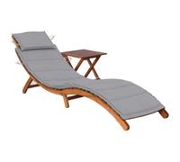 vidaXL Tumbona de jardín con mesa y cojín madera maciza de acacia