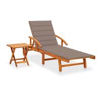 vidaXL Tumbona de jardín con mesa y cojín madera maciza de acacia