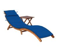 vidaXL Tumbona de jardín con mesa y cojín madera maciza de acacia