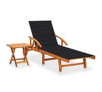 vidaXL Tumbona de jardín con mesa y cojín madera maciza de acacia