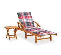 vidaXL Tumbona de jardín con mesa y cojín madera maciza de acacia