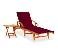 vidaXL Tumbona de jardín con mesa y cojín madera maciza de acacia