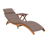 vidaXL Tumbona de jardín con mesa y cojín madera maciza de acacia
