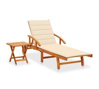 vidaXL Tumbona de jardín con mesa y cojín madera maciza de acacia