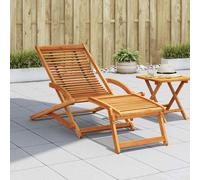vidaXL Tumbona de jardín con reposapiés de madera maciza de acacia