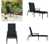 vidaXL Tumbona de jardín con reposapiés, fabricada en ratán sintético de polietileno, color gris. Ideal para jardín, terraza o piscina. También conocida como tumbona, chaise longue o sillón de exterio