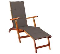 vidaXL Tumbona de jardín con reposapiés y cojín madera maciza acacia