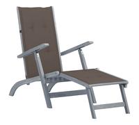 vidaXL Tumbona de jardín con reposapiés y cojín madera maciza acacia