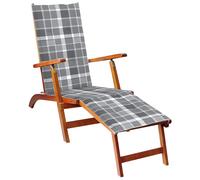 vidaXL Tumbona de jardín con reposapiés y cojín madera maciza acacia