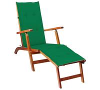 vidaXL Tumbona de jardín con reposapiés y cojín madera maciza acacia