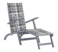 vidaXL Tumbona de jardín con reposapiés y cojín madera maciza acacia