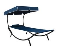 vidaXL Tumbona de jardín con toldo y cojín azul