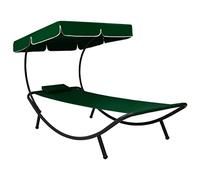 vidaXL Tumbona de Jardín con Toldo y Cojín Dosel Almohada Patio Terraza Balcón Exterior Piscina Playa Cama Sofá Chaise Longue Elegante Verde