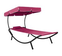 vidaXL Tumbona de jardín con toldo y cojín rosa