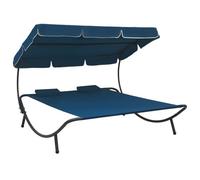 vidaXL Tumbona de jardín con toldo y Cojines Azul
