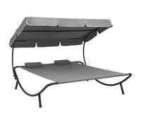 vidaXL Tumbona de jardín con toldo y cojines en color Negro/Azul/Gris y más | acolchados duraderos para sofás de jardín terraza exterior