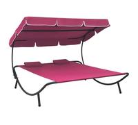 vidaXL Tumbona de jardín con toldo, dosel y cojines Rosa