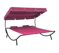 vidaXL Tumbona de jardín con toldo y cojines rosa