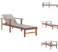 vidaXL: Tumbona de jardín de ratán sintético y madera de acacia maciza, color gris - Tumbonas
