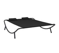 vidaXL Tumbona doble exterior chaise longue de tela acolchada cómoda negra