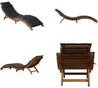 vidaXL Tumbona de madera maciza de acacia con cojín, color gris oscuro - Silla reclinable - Sillas reclinables - Tumbona - Tumbonas