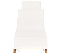 vidaXL Tumbona plegable con cojín blanco crema madera maciza de teca