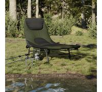 vidaXL Tumbona de pesca con patas para barro ajustable plegable verde