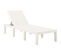 vidaXL Tumbona de jardín plegable y ajustable de plástico blanco