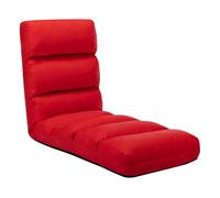 Vidaxl tumbona de suelo plegable de cuero sintético rojo