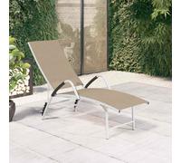 vidaXL Tumbona de textilene y aluminio crema