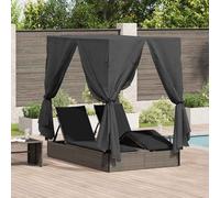 vidaXL Tumbona doble Ajustable Gris 205 x 129 x 200 cm ratán sintético