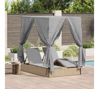 vidaXL Tumbona doble Ajustable Gris 205 x 129 x 200 cm ratán sintético