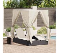 vidaXL Tumbona doble Cálido 205 x 129 x 200 cm ratán sintético