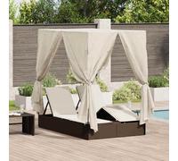 vidaXL Tumbona doble Cálido 205 x 129 x 200 cm ratán sintético
