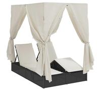 vidaXL Tumbona Doble Cálido 205 x 129 x 200 cm ratán sintético, Sofá reclinable para Patio, Cama de relajación en balcón, Muebles de jardín, Ideal para Descansar al Sol