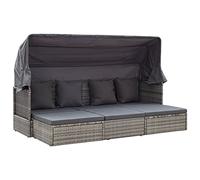 vidaXL Tumbona doble con cojín – Ratán sintético gris para 2 personas, jardín/terraza