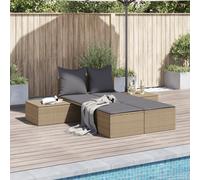 vidaXL Tumbona doble con cojines ratán sintético beige