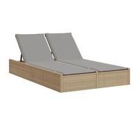 vidaXL Tumbona Doble con Cojines ratán sintético Beige